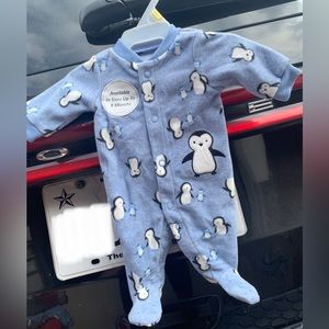 NEW CARTERS Child of Mine premature preemie onesie winter penguin blue baby boy